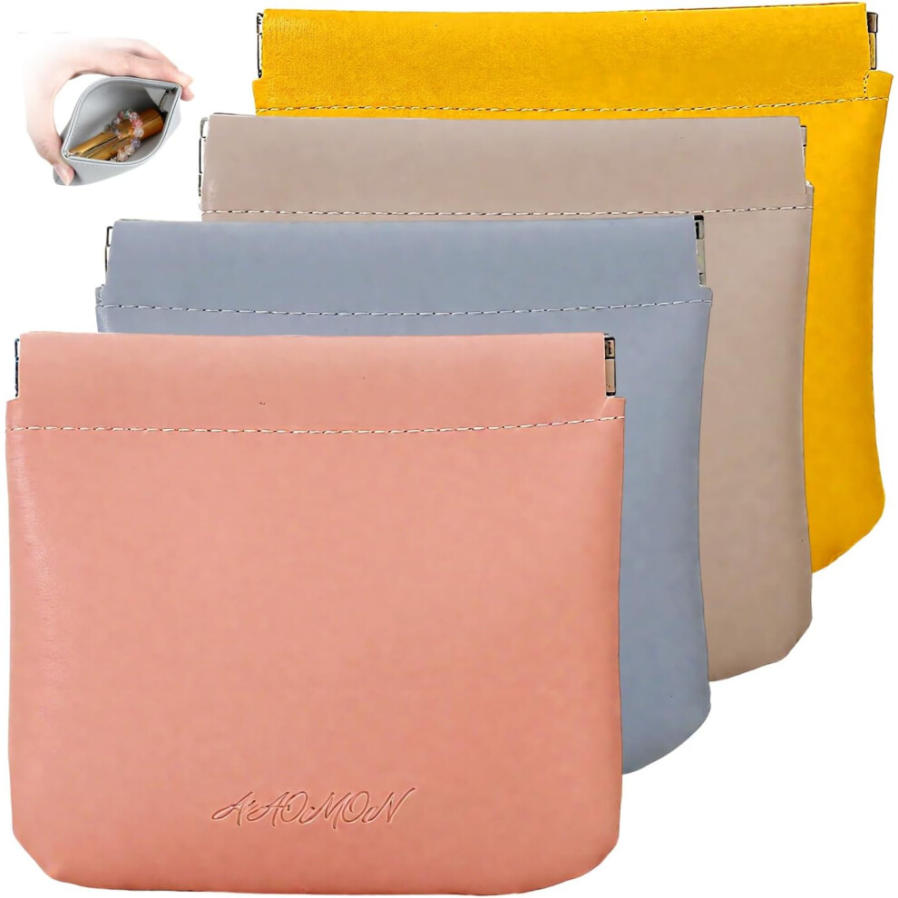 Oimg Leather Pouch Personalized Snap Closure - 4 Pcs Portable Cosmetic Travel Organiser Bag 4Pcs-B