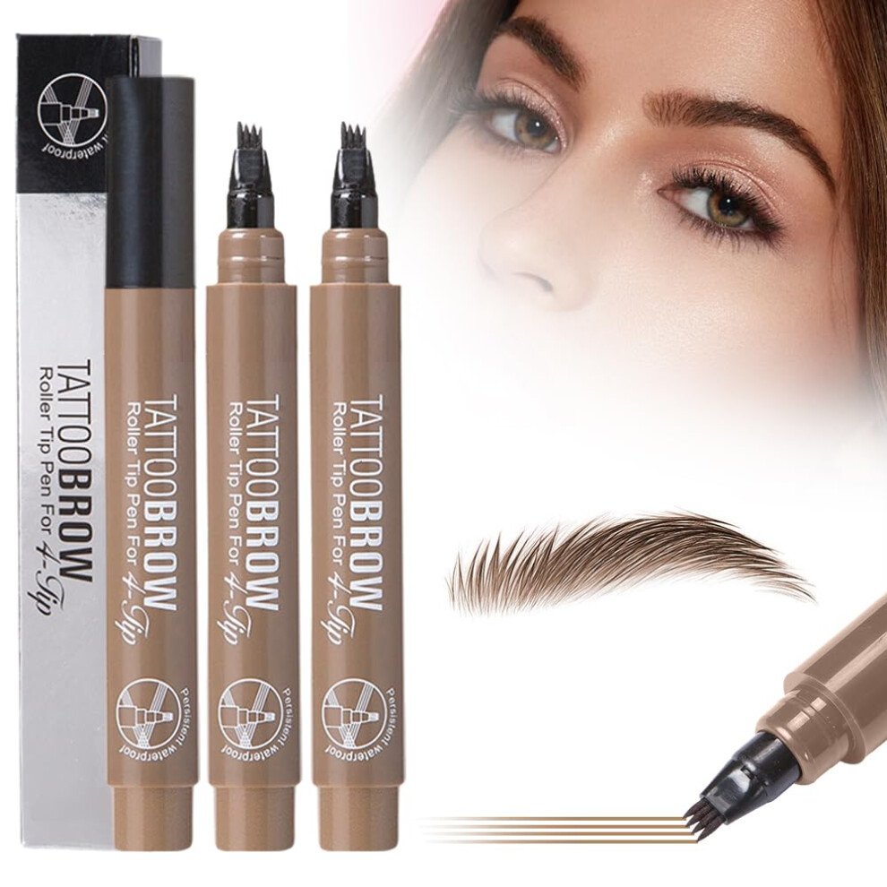 Oimg Upgraded Magic Eyebrow Contouring Pencil - 3D Waterproof Microblading 4 Tipped Light Brown 2Pcs