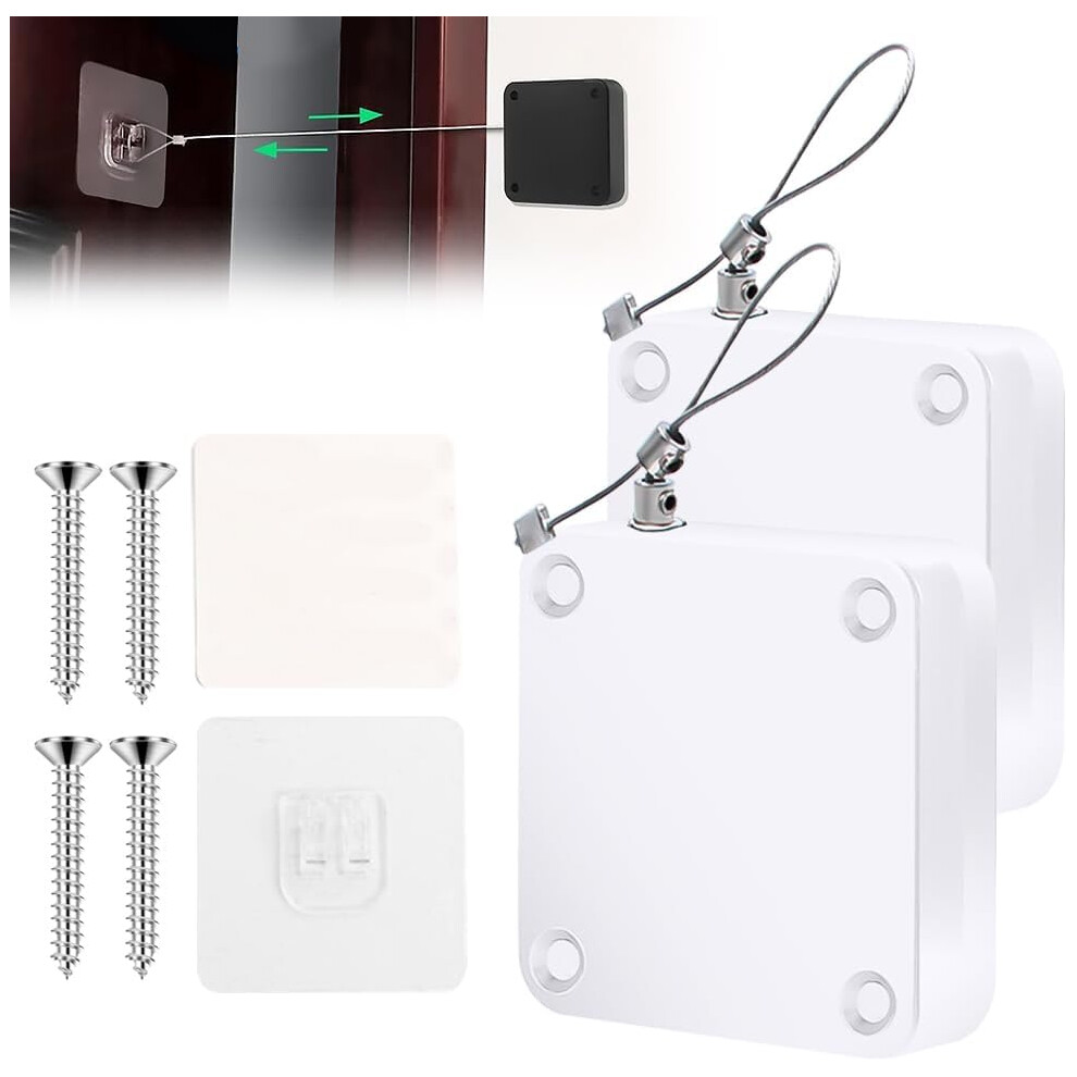 Automatic Shower Curtain Closer Punch-Free - 1000G Sliding Door Closer With Drawstring 2 Pcs 3233222783711