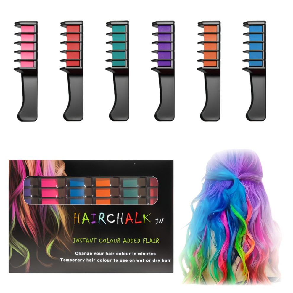 Oimg Festive Fun Hair Chalk Combs 10 Colors - Instant Washable Quick Dry Temporary Colour 1Set