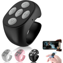 Telecomandă Bluetooth fără fir cu vârful degetului 2026 - Inel de derulare a paginilor negru 1 buc
