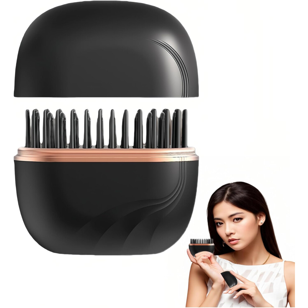Oimg Black Mini Hair Straightener 2-In-1 Cordless - 3-Speed Temp Control Rechargeable Hot Comb Portable