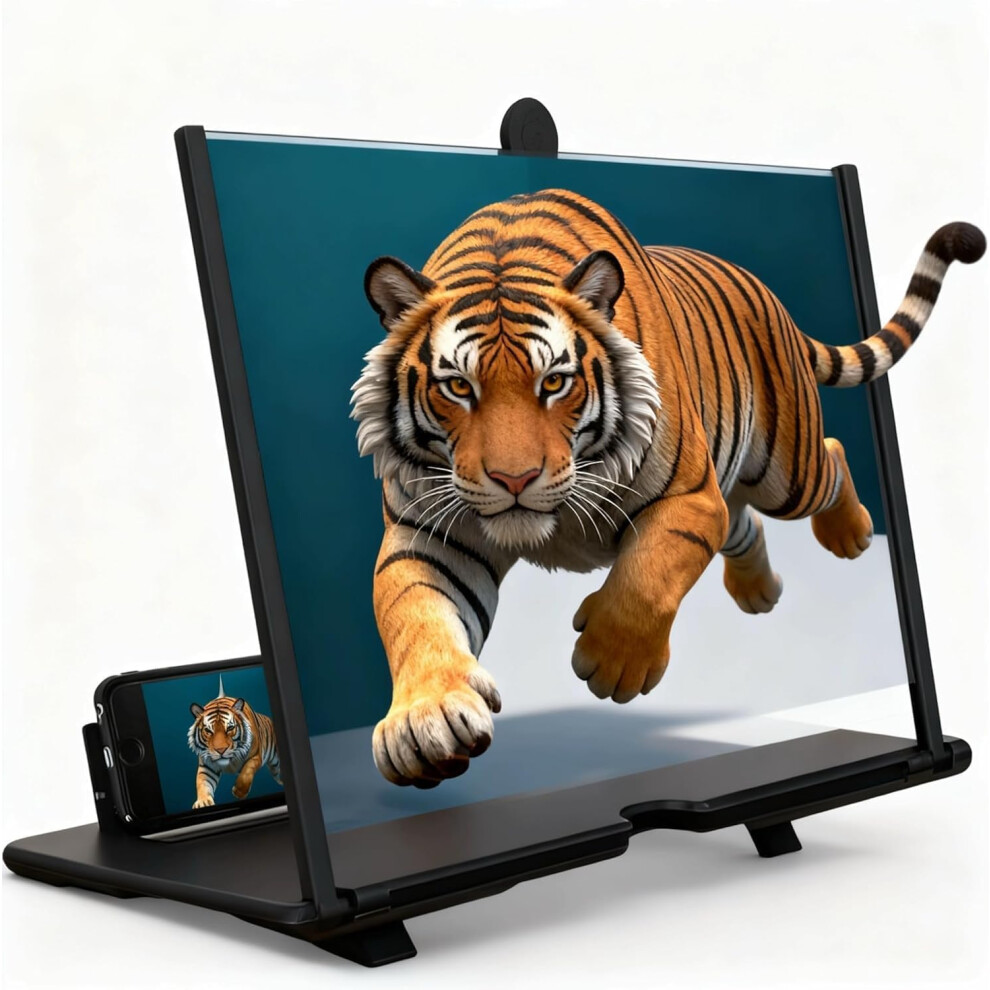 Mobile Phone Magnifier Projector Screen 2026 - 3D Hd Foldable Enlarger Holder Stand 12In Black 3233222786262