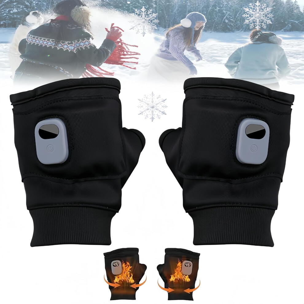 Podgrzewane RęKawice Do RąK Nowe Smart - Termostatyczne Elektryczne Bez PalcóW Z MożLiwośCią łAdowania Cyfrowe-image