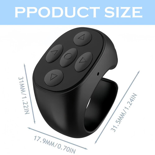 Telecomandă wireless Bluetooth cu vârful degetului - Inel de derulare, cameră video, alb 1