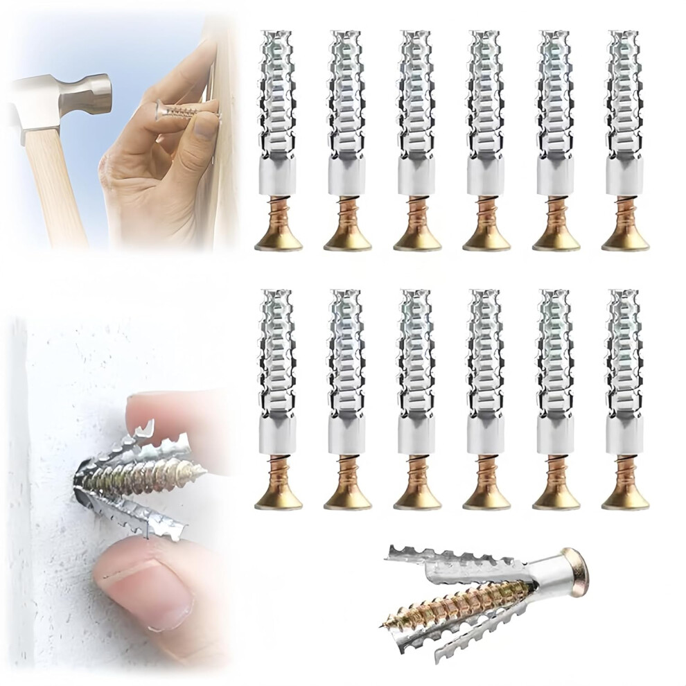 Tree-Shaped Steel Hollow Wall Anchors With Screws - Drywall Repair Kits For Wood Brick 100 Pcs 3233222787337