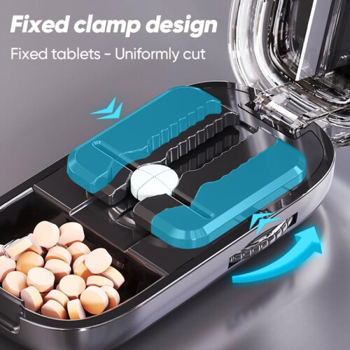 Pill Cutter Splitter for Small Pills - Accurate Multi-Pill Splitter with Centering Guide Blue 1