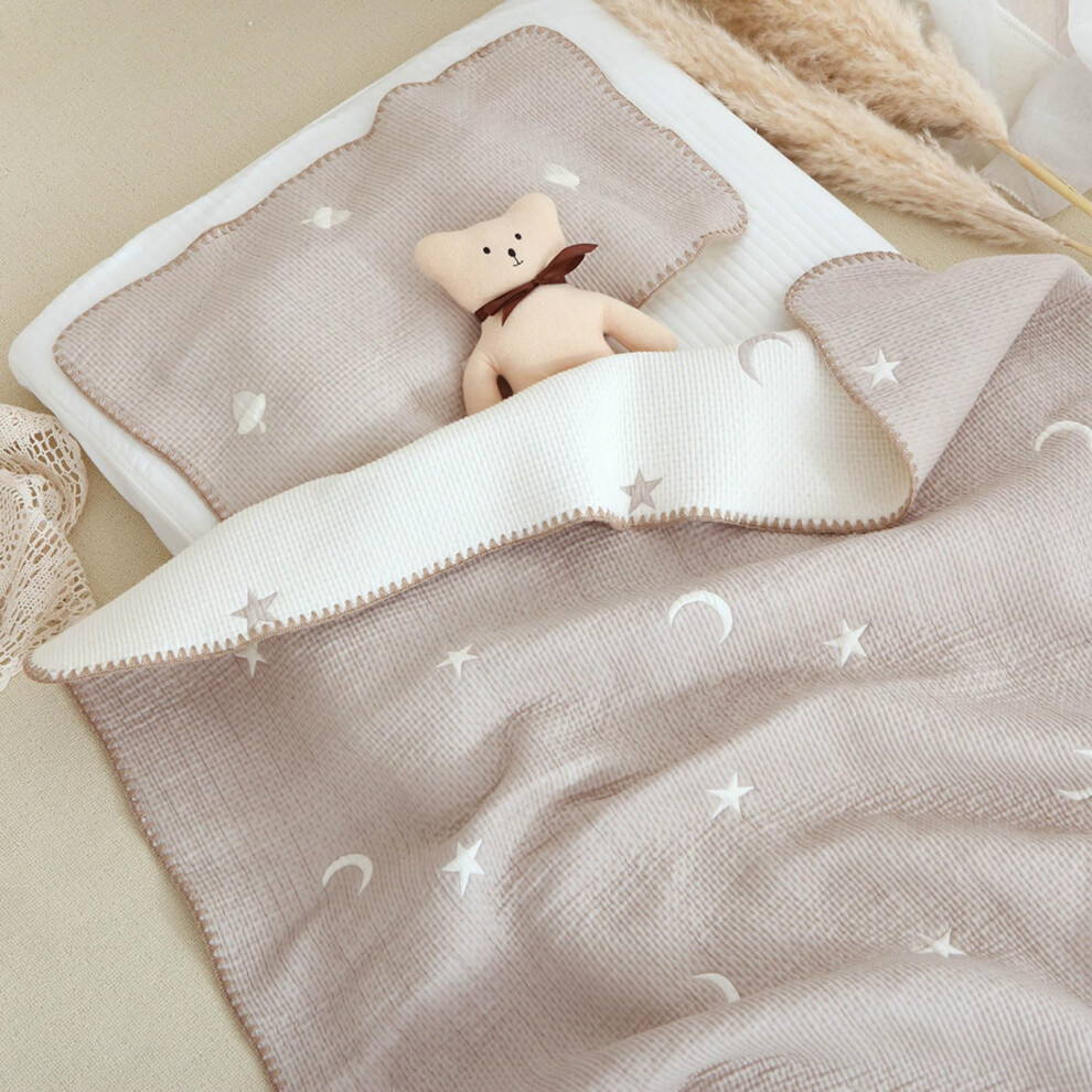 Cotton Baby Blanket For Nursery Bedding, Multifunction Crib Accessory, Autumn Winter Cozy Stars Moon Pattern