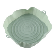 20Cm Air Fryers Oven Baking Tray Fried Chicken Basket Mat AirFryer Silicone Pot Round Replacemen Grill Pan Green