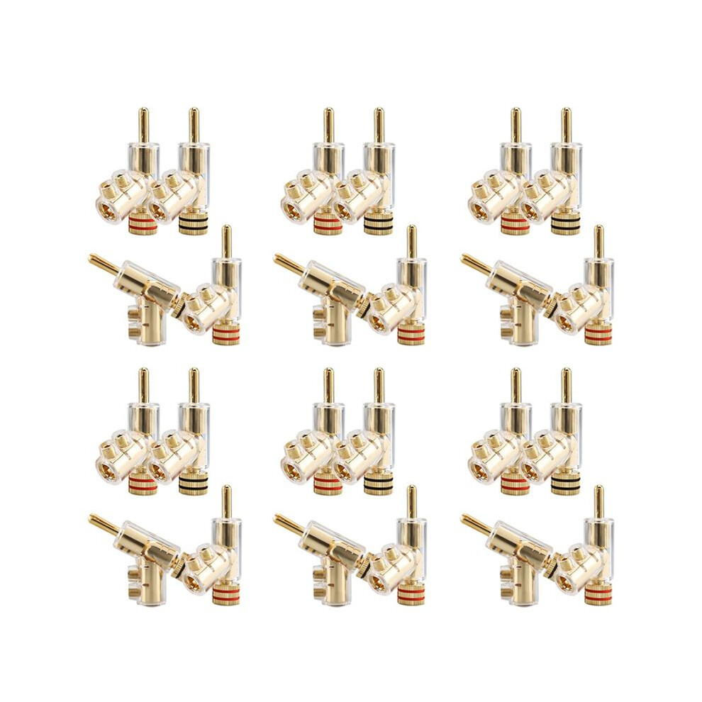 24Pcs Banana Plugs 45 Degree Angled Banana Connectors Screw Locking Connectors For Av Receiver,Amplifier,Speaker Gold 6032785462722