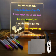 LED Drawing Board with 7 Colours | Light Up Writing Doodle Board & Stand | Neon Dry Erase Memo for Office Home