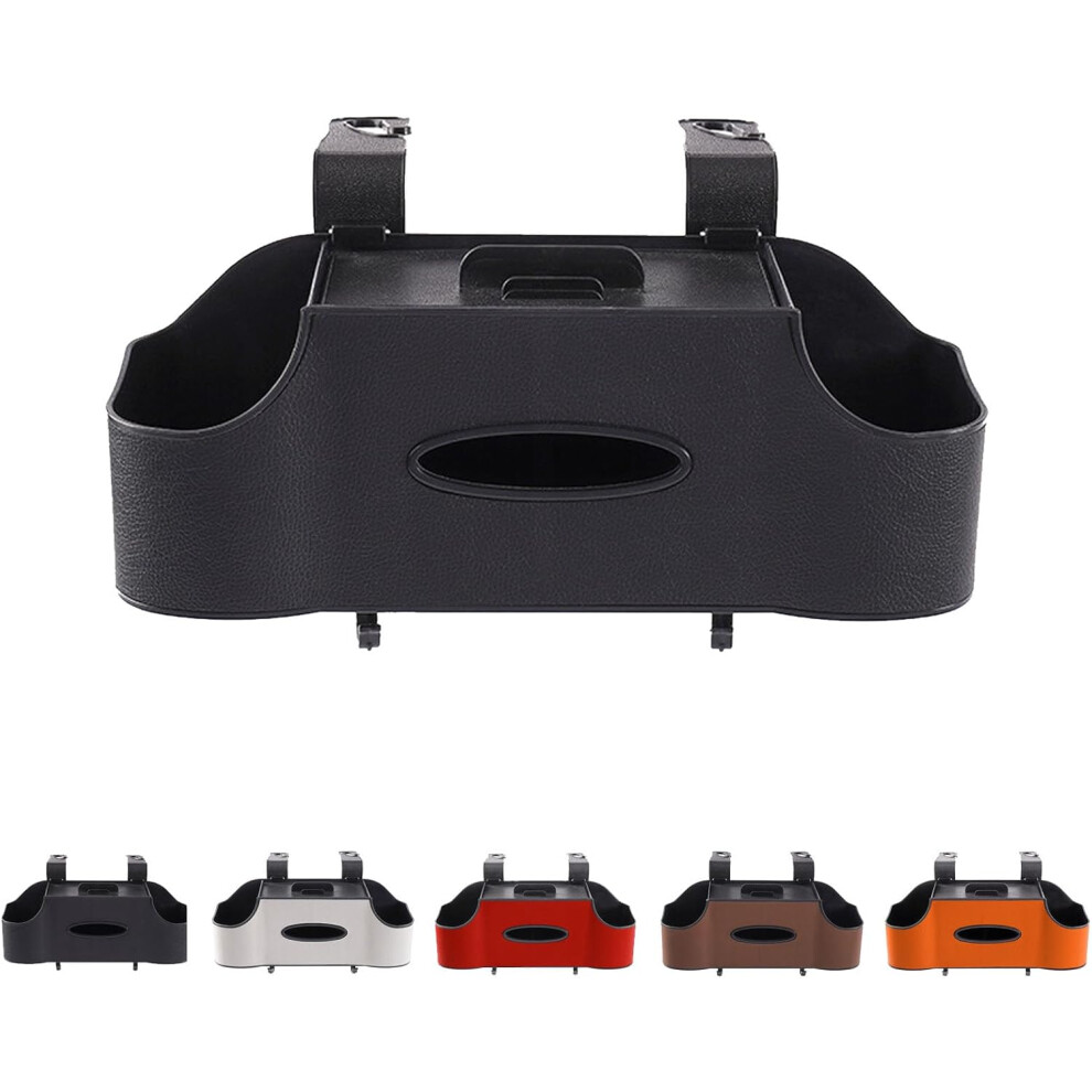 3 In 1 Car Back Seat Organiser | Storage Box With Cup Holder & Tissue | For Phone, Snacks, Drinks (Black) Black 3233222789324