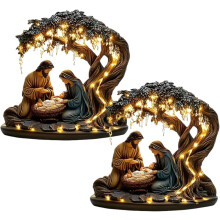2D ακρυλική διακόσμηση επιφάνειας εργασίας με σκηνή γέννησης | Αγία Οικογένεια