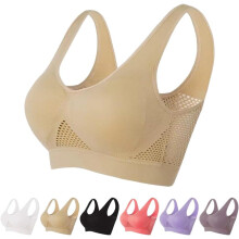Sujetador deportivo transpirable y fresco con efecto lifting para mujer | Sujetador deportivo sin aros de talla grande | Soporte de malla cómodo