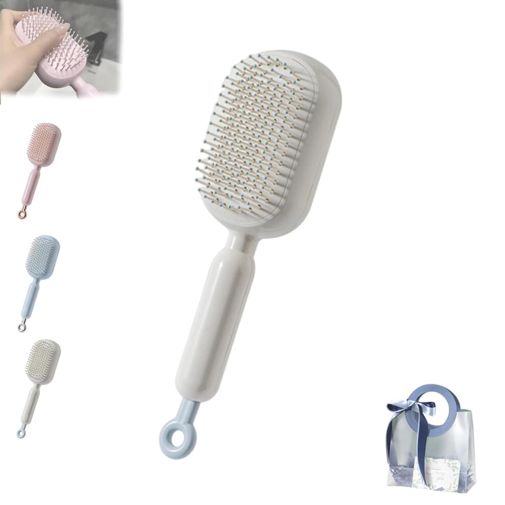 Oimg Retractable Cushion Massage Comb | Self Cleaning Anti Static Hair Brush | Scalp Massager For Wet & Dry Hair