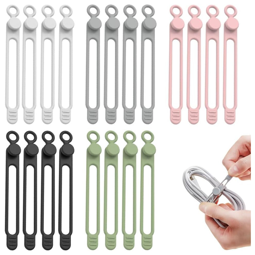 Upgrade Silicone Cable Ties | Reusable Cable Management Straps | For Bundling Cords & Wires (20 Pcs) 3233222792331