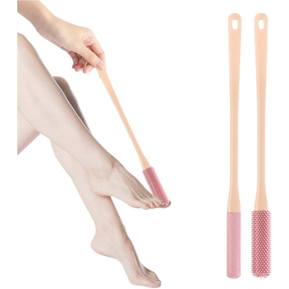 Oimg Pink Upgraded Toe Gap Cleaning Brush, Ergonomic Shower Foot Scrubber For Seniors, Men Women,