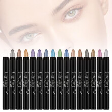 Øyenskyggestiftsett med 16 farger, vanntett glitterkremskygge og eyeliner, høypigmentert, langvarig