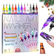 12 farver hurtigttørrende neglekunstpenne, tuscher til gel- og akrylnegle, gør-det-selv manicuredesignsæt