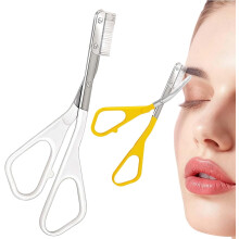 Ciseaux de précision pour sourcils avec peigne, en acier inoxydable, pour hommes et femmes, blancs.