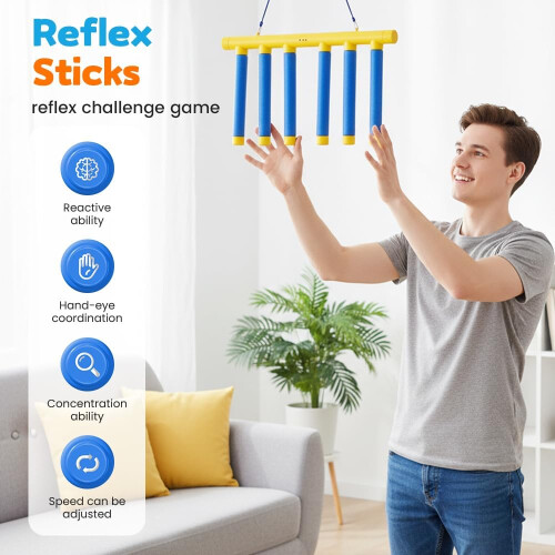 Reflective Drop Stick Challenge Game, Hand Eye Coordination Training, 3 Speed Modes, for All Ages 1