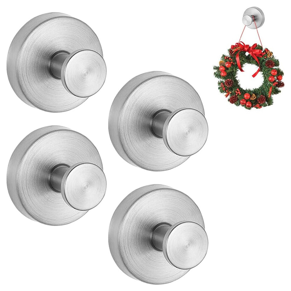 Strong Suction Cup Hooks For Door Wreaths On Glass, No Drill Hanger, For Towels, 4 Pack, Grey 3233222795592