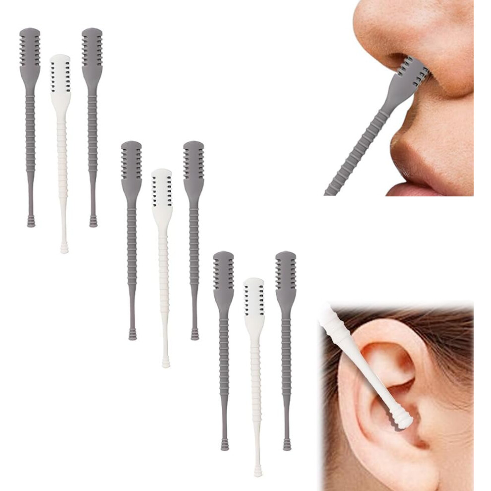 Oimg 9Pc 2-In-1 Nasal Hair Trimmer & Ear Picker, Double Sided 360 Rotating Nose Hair Remover