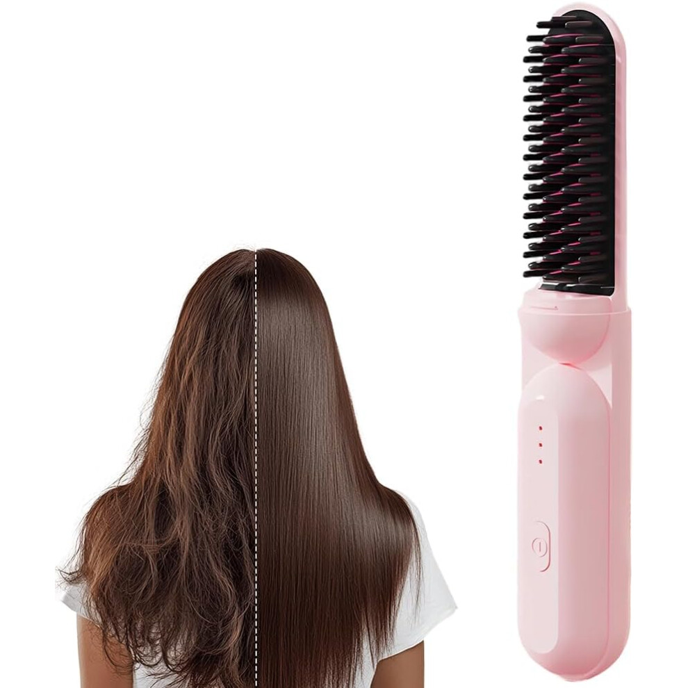 Oimg Ceramic Rechargeable Cordless Hair Straightening Comb, Portable Hot Comb For Travel