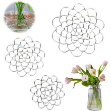 3 stk. genanvendelig blomstergitterorganisator i rustfrit stål, blomsterarrangørfrø til vase