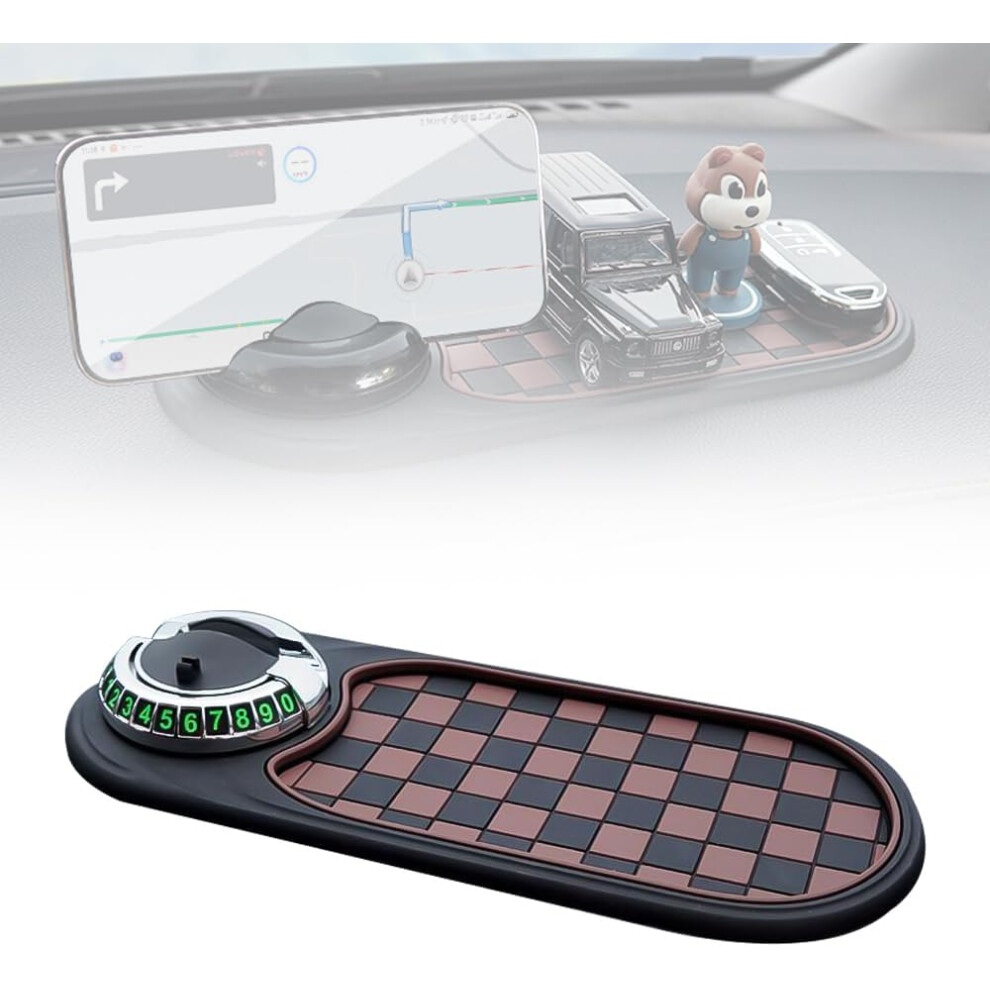 Multifunction Car Anti-Slip Mat & Phone Holder, Dashboard Pad With Parking Number 3233222796896