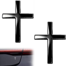 Metal 3D Jesus Kors Bilmærke, Selvklæbende Emblem Klistermærke 2 stk. Sort