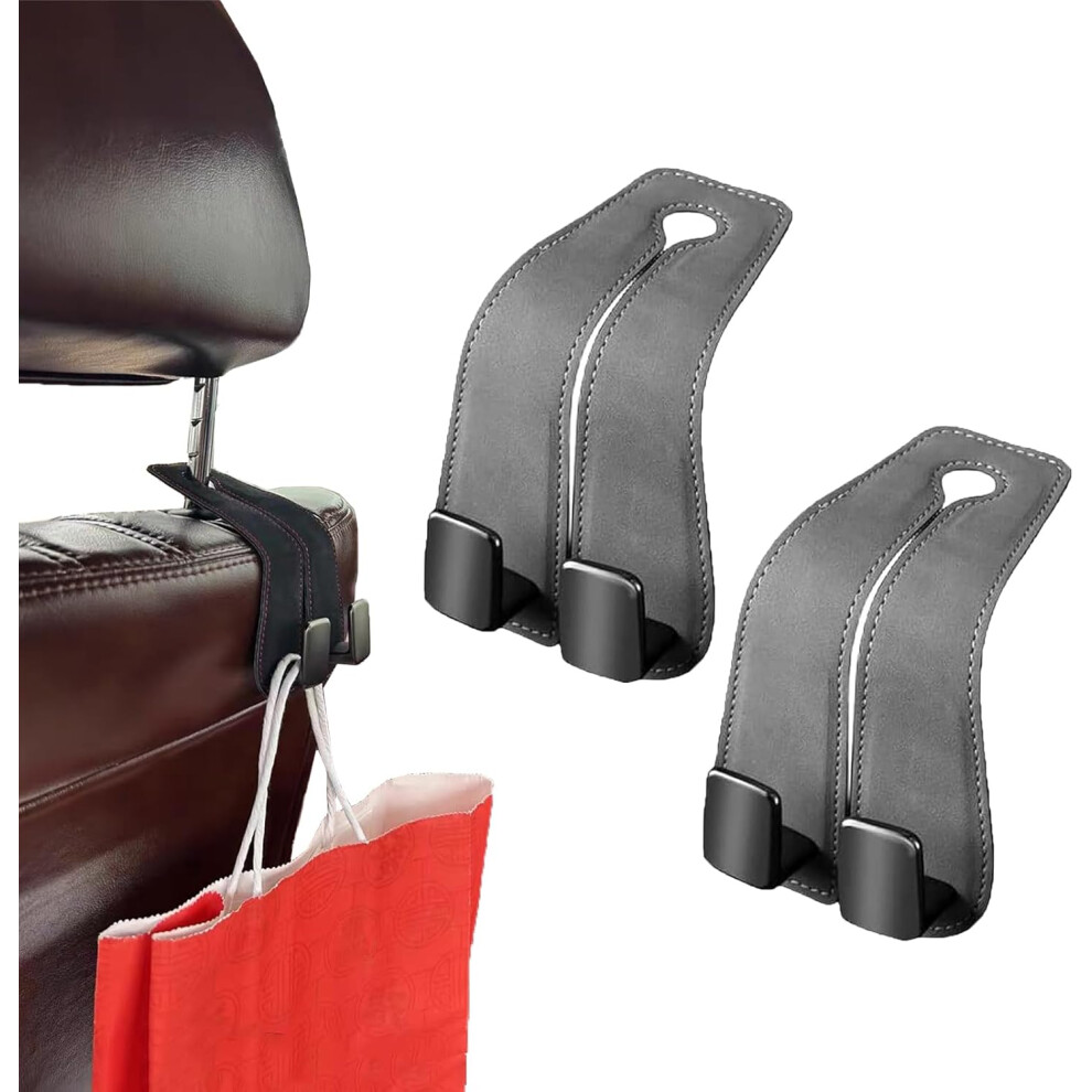 Leather Car Headrest Hangers With Double Hook, Purse Handbag Seat Organiser 3233222797848