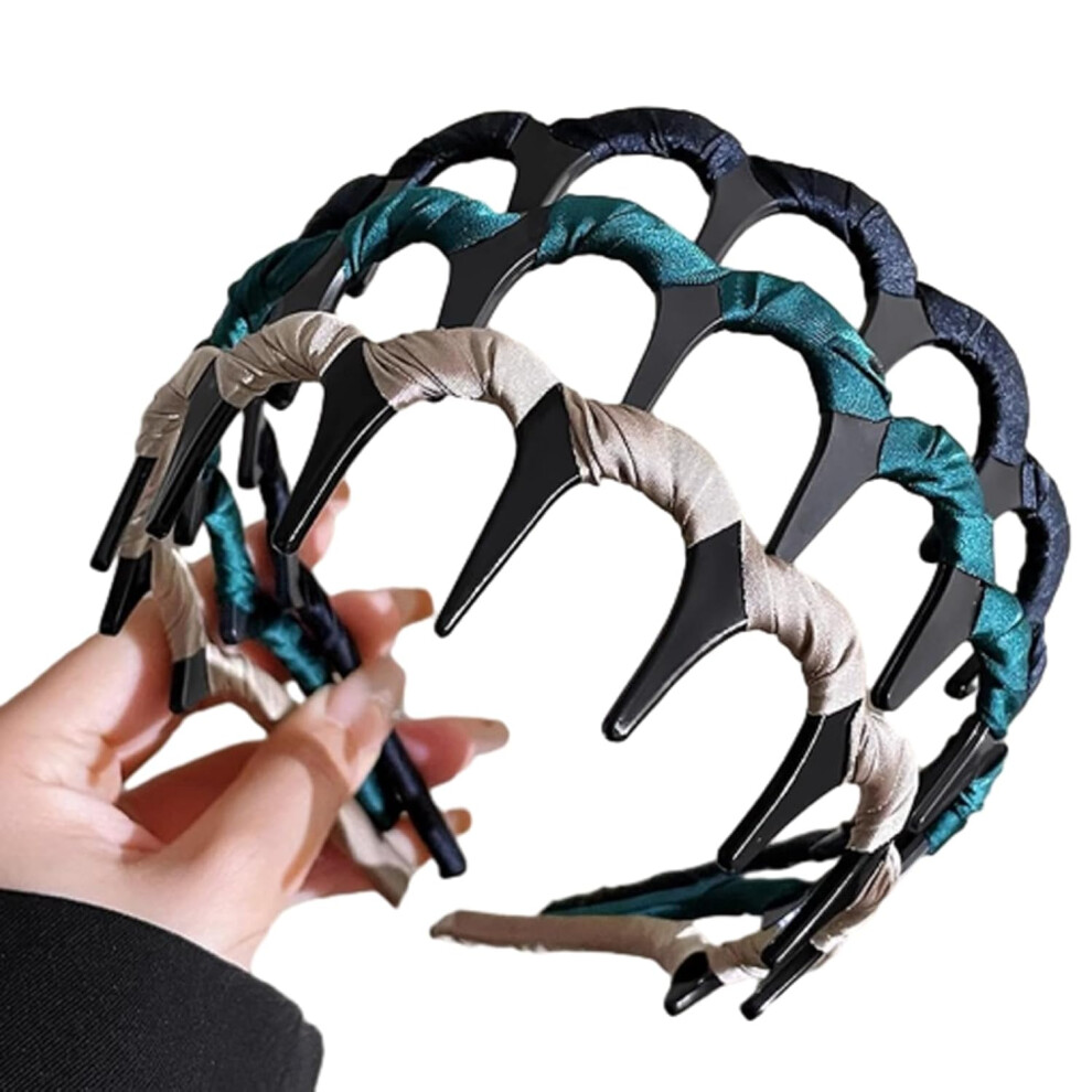 Oimg Vintage Artificial Pearl Hairband For Women, Elegant Non-Slip Bling Hair Accessory