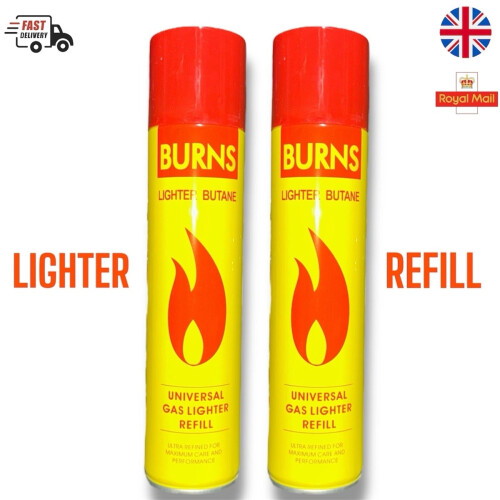 Burns Burns Butane Gas Universal Fluid Fuel Lighter Refill 300ML x2 1