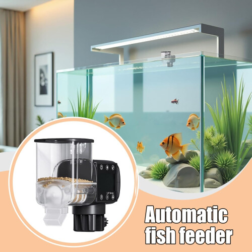 Automatic Fish Feeder with Digital Timer, Battery Powered, Large Capacity for Aquarium or Pond 1