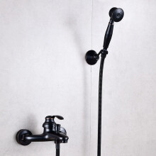 Bath Mixer Tap Wall Mounted Retro Brass Single Lever Shower Mixer Tap Black Antique