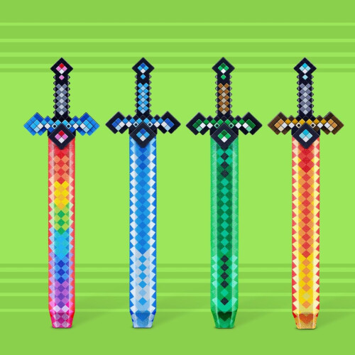 Zuru XSHOT Pixel Sword 4 Pack Foam Sword with Pixelated Design & Plastic Grip Handle