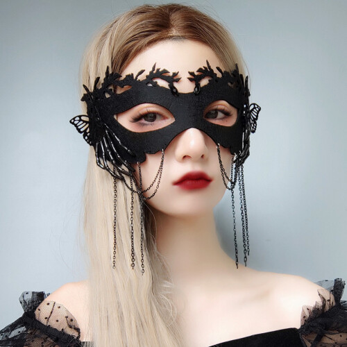 Μάσκα κοστουμιού για το Halloween, μάσκα cosplay με στοιχεία φούντας και πεταλούδας σε 1