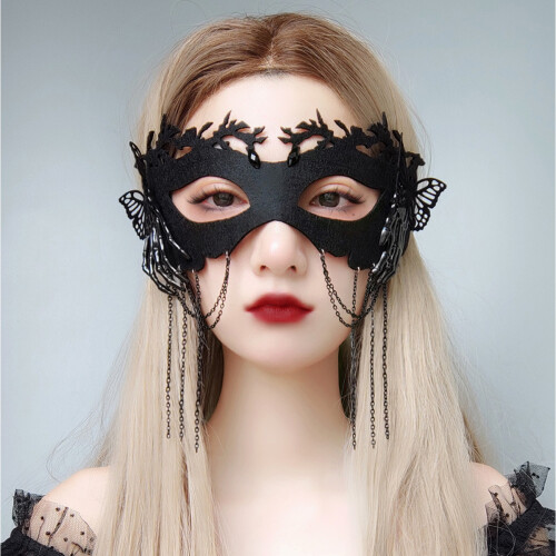 Μάσκα κοστουμιού για το Halloween, μάσκα cosplay με στοιχεία φούντας και πεταλούδας σε 2
