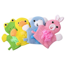 4pcs Cartoon Bath Scrubbing Gloves for Kids, Animal Shape Exfoliating Mitts Duck Frog Rabbit