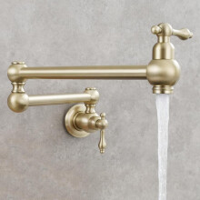 Wall Mounted Cold Water Faucet Brass Kitchen Sink Faucet Single Hole Black Nero Finish for Modern Kitchens