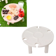 Tragbarer Outdoor-Falttisch mit Wein glass Halter, Weiß, 347g