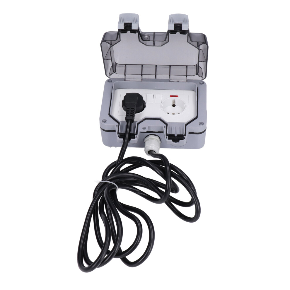 Outdoor Ip66 Waterproof Dual European Power Socket 16A With 3M Cable 8061376594243