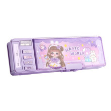 Interactive Pencil Case for School Kids, Pencil Sharpener Pop Up Multifunction Pencil Case with Magnetic Closure Multiple Compartment Pencil Case,