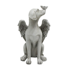 Gedenkstein für Haustiere, umweltfreundliches Harz, Engelsflügel-Hundestatue, für den Innen- und Außenbereich geeignet, Gedenkfigur aus Harz für