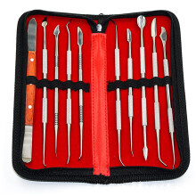 Conjunto de ferramentas para escultura em argila, ideal para uso odontológico e artístico. Inclui duas pontas em aço inoxidável com cabo