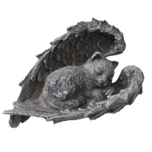 Haustier-Gedenkstatue mit friedlich schlafender Katze, Engelskatzenfigur aus Kunstharz für Garten und Zuhause, Katzendekoration mit Engelsflügeln