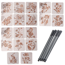 18 Pieces Reusable Stencils, Nature Flower Stencils for Fabric Painting, Drawing Templates of Floral Leaves for Wood Canvas DIY Art Card Notebook