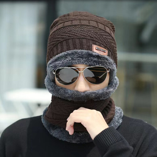 Χειμερινό σετ σκούφων και ζεστή ζακέτα λαιμού για άνδρες και γυναίκες, ένα 1