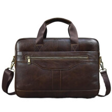 Leather Briefcase For Men, Large Capacity Work Bag, Laptop Compatible, Brown